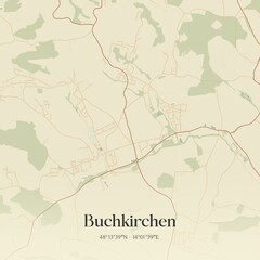 Vintage map of Buchkirchen, Austria.