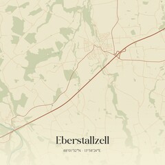Vintage map of Eberstallzell, Austria.
