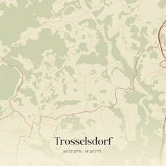 Vintage map of Trosselsdorf, Austria.