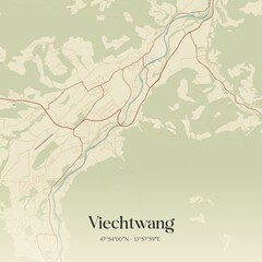 Vintage map of Viechtwang, Austria.