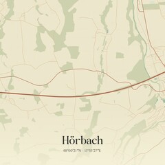 Vintage map of Hörbach, Austria.