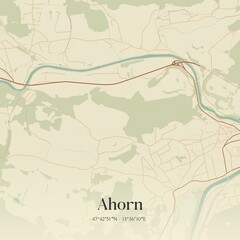 Vintage map of Ahorn, Austria.