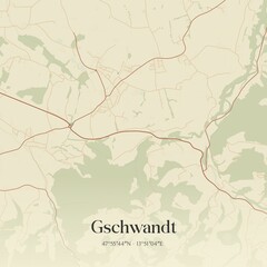 Vintage map of Gschwandt, Austria.