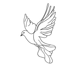Holy Spirit as a dove in one line drawing style
