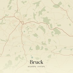 Vintage map of Bruck, Austria.