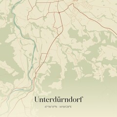 Fototapeta premium Vintage map of Unterdürndorf, Austria.