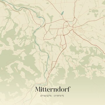 Vintage map of Mitterndorf, Austria.