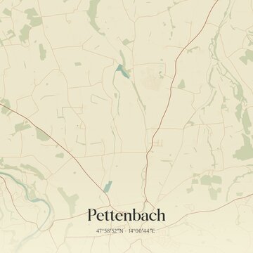 Vintage map of Pettenbach, Austria.