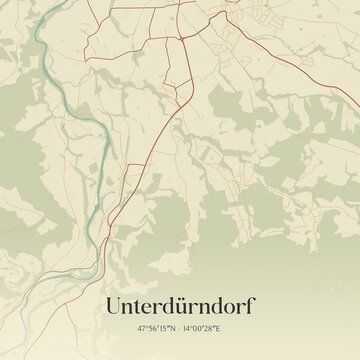Vintage map of Unterd&uuml;rndorf, Austria.