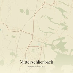 Vintage map of Mitterschlierbach, Austria.