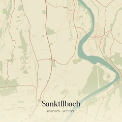 Vintage map of Sanktllbach, Austria.