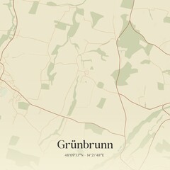 Vintage map of Grünbrunn, Austria.
