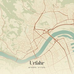 Vintage map of Urfahr, Austria.
