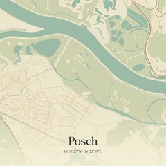 Fototapeta premium Vintage map of Posch, Austria.