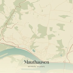 Vintage map of Mauthausen, Austria.