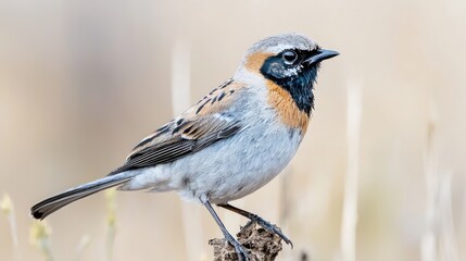Fototapeta premium Small Bird Perched on a Stump in a Natural Setting