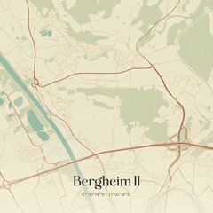 Vintage map of Bergheim II, Austria.