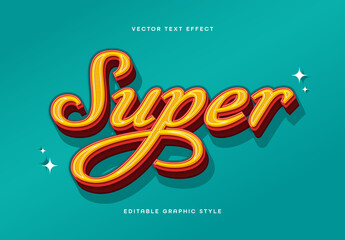 Red And Yellow Retro Text Elegant Font. 3D Script Text Effect

