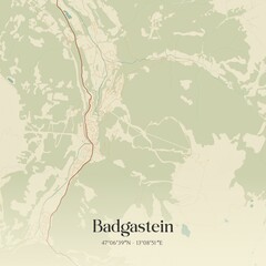Vintage map of Badgastein, Austria.
