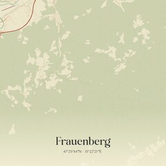 Vintage map of Frauenberg, Austria.