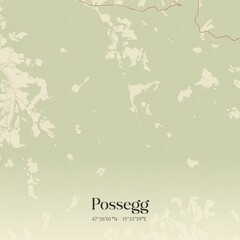 Vintage map of Possegg, Austria.