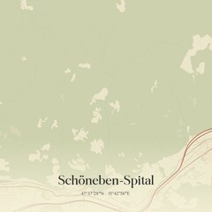 Vintage map of Schöneben-Spital, Austria.