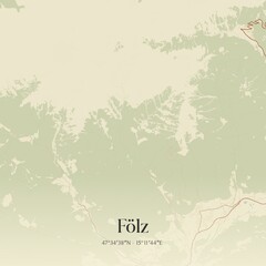 Obraz premium Vintage map of Fölz, Austria.