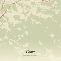 Vintage map of Ganz, Austria.