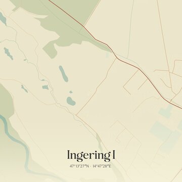 Vintage map of Ingering I, Austria.