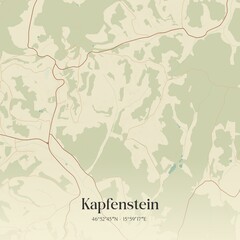 Vintage map of Kapfenstein, Austria.