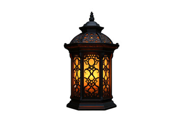 Fototapeta premium Illuminated Ornate Lantern Warm Glow Festive Light Ramadan Decor