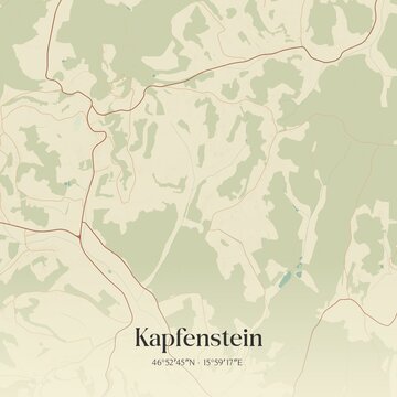 Vintage map of Kapfenstein, Austria.