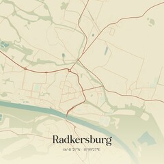 Vintage map of Radkersburg, Austria.