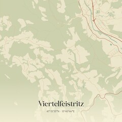 Vintage map of Viertelfeistritz, Austria.