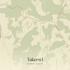 Vintage map of Takern I, Austria.