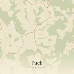 Vintage map of Puch, Austria. © Rezona