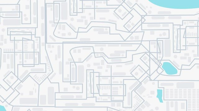 City map animation with smooth panning and scrolling effects. 4K resolution video, perfect for travel visuals, transportation projects, navigation concepts, or motion backgrounds.
