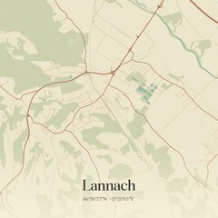 Fototapeta premium Vintage map of Lannach, Austria.