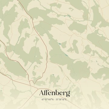 Vintage map of Affenberg, Austria.