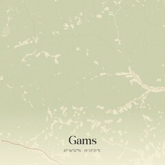 Vintage map of Gams, Austria.