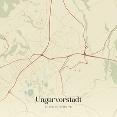 Vintage map of Ungarvorstadt, Austria.