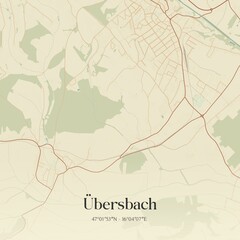 Vintage map of Übersbach, Austria.