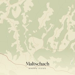 Vintage map of Maltschach, Austria.