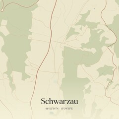 Fototapeta premium Vintage map of Schwarzau, Austria.