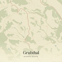 Vintage map of Grubthal, Austria.