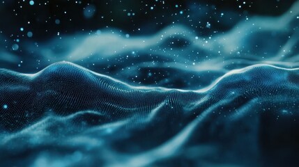 dynamic abstract data waves blue background wavy lines dots