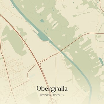 Vintage map of Obergralla, Austria.