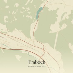 Vintage Map Traboch Austria 