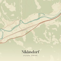 Vintage map of Niklasdorf, Austria.