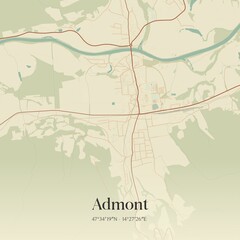 Vintage map of Admont, Austria.